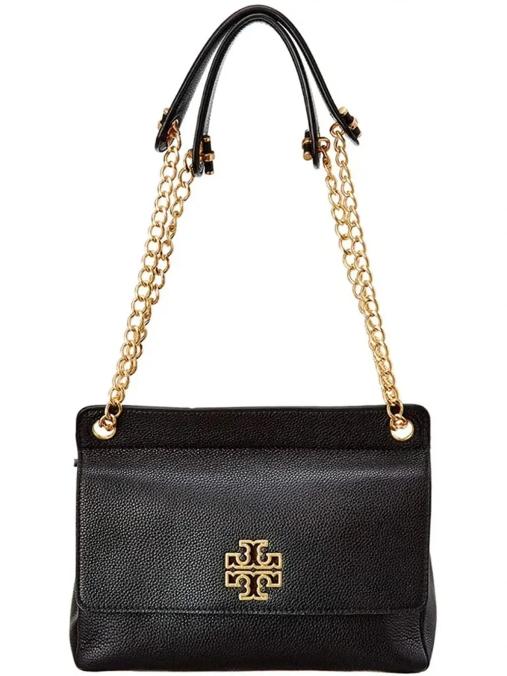 Tory Burch Britten Black Leather Flap Convertible Shoulder Bag/Crossbody Bag - Picture 1 of 8